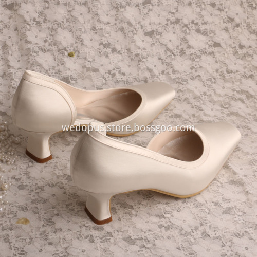Ladies 2 inch White Ivory Chunky Heels for Wedding